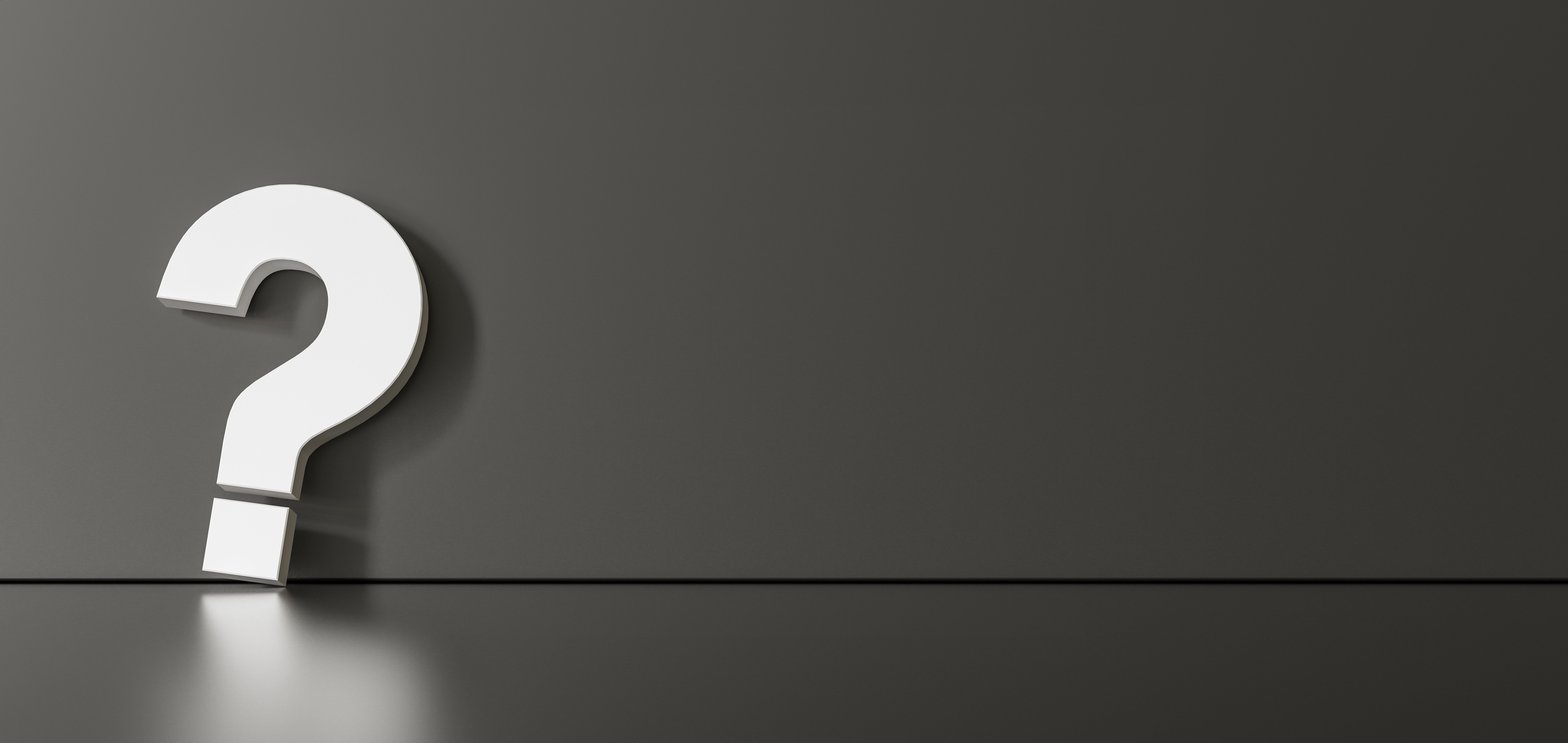 White Question Mark on Black Background